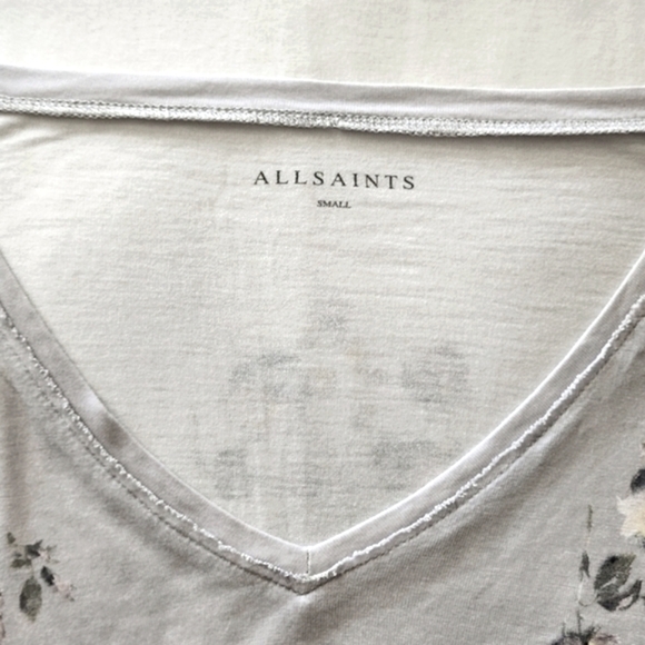 All Saints Cream Embellished Short Sleeve Relaxed Blouse Size S - Picture 10 of 14